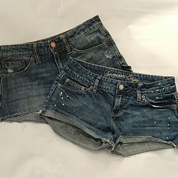 American eagle outfitters raw hem shorts distressed bundle - Picture 1 of 8